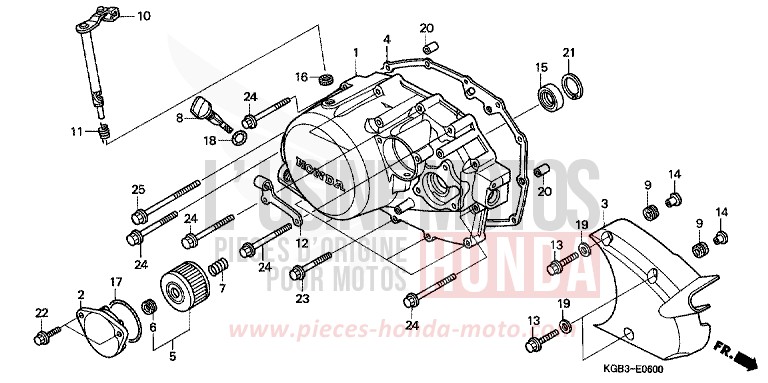 PANNEAU CARTER-MOTEUR D. de Shadow VT125C CANDY GLORY RED-U (R101) de 2000